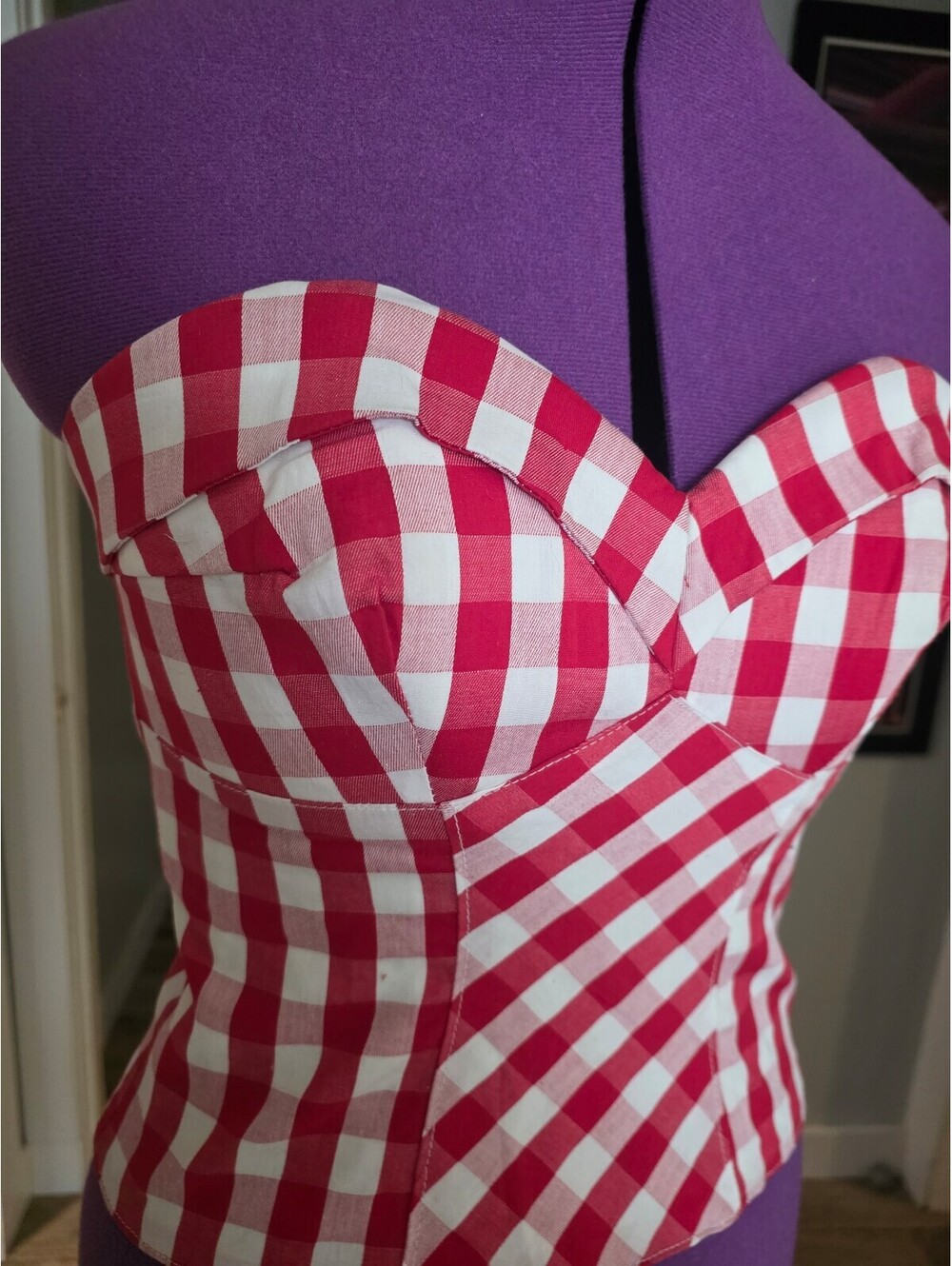Pony Tales by Fables Bustier top Red/White Gingham size small - Picture 2 of 4